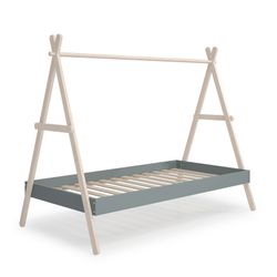 Letto a capanna, 209,4 x 104,5 x 160 cm, in legno di pino verde e naturale | Collezione Trufa