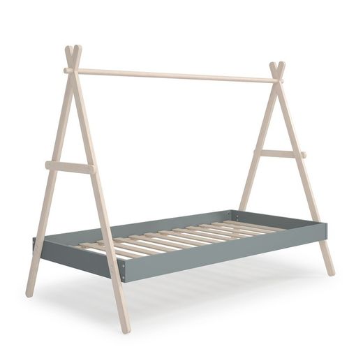 Letto a capanna, 209,4 x 104,5 x 160 cm, in legno di pino verde e naturale | Collezione Trufa