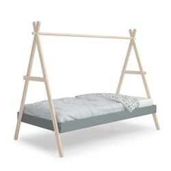 Letto a capanna, 209,4 x 104,5 x 160 cm, in legno di pino verde e naturale | Collezione Trufa