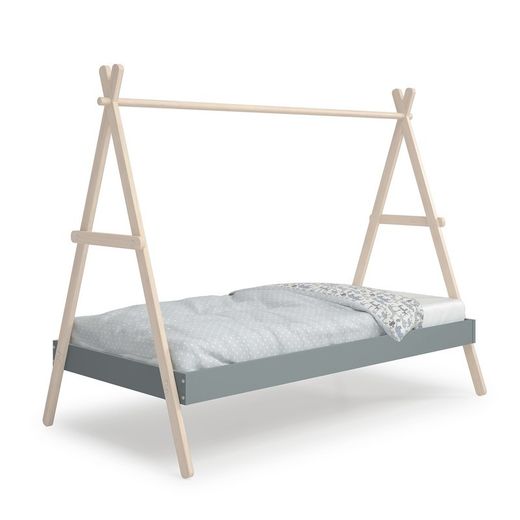 Letto a capanna, 209,4 x 104,5 x 160 cm, in legno di pino verde e naturale | Collezione Trufa