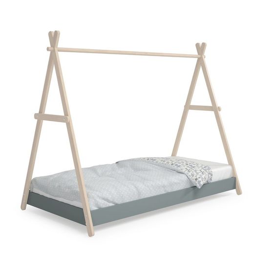 Letto a capanna, 209,4 x 104,5 x 160 cm, in legno di pino verde e naturale | Collezione Trufa