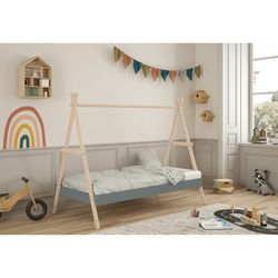 Letto a capanna, 209,4 x 104,5 x 160 cm, in legno di pino verde e naturale | Collezione Trufa