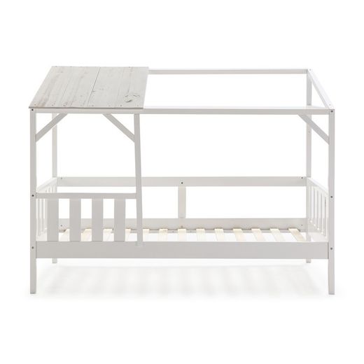 Cama cabaña, 210 x 99,1 x 161,9 cm, de madera de pino en blanco  | Colección Amon
