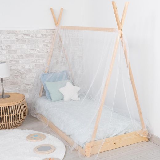 Letto a capanna, 75 x 150,5 x 138 cm, in legno di pino naturale | Collezione Tipi Dreams