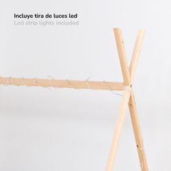 Letto a capanna, 75 x 150,5 x 138 cm, in legno di pino naturale | Collezione Tipi Dreams