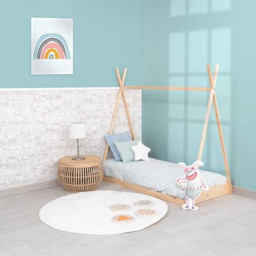 Letto a capanna, 75 x 150,5 x 138 cm, in legno di pino naturale | Collezione Tipi Dreams