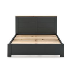 Cama con somier de 140 cm, 197,7 x 152,2 x 100 cm, de madera en antracita  | Colección Akira