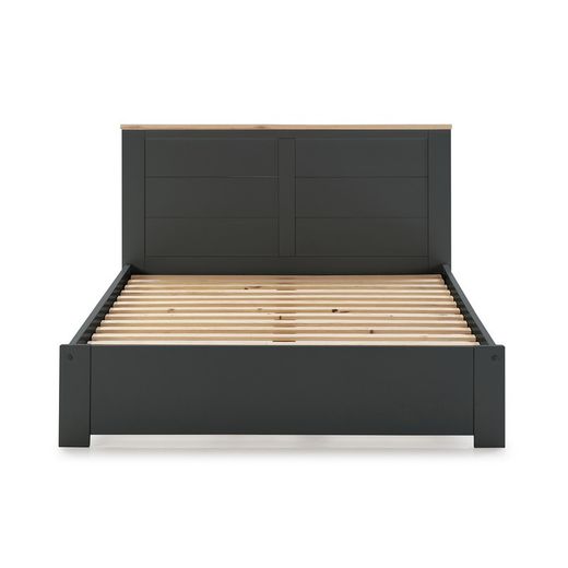 Cama con somier de 140 cm, 197,7 x 152,2 x 100 cm, de madera en antracita  | Colección Akira