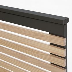 Cama con somier de 140 cm, 197,7 x 153,2 x 100 cm, de madera en antracita y natural  | Colección Vectra