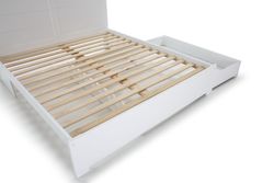 Cama con somier de 140 cm, 198 x 153 x 100 cm, de madera en blanco  | Colección Gabi