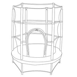 Trampolino con rete, 140 x 140 x 160 cm, in acciaio, PVC e schiuma multicolore | Collezione Happy Jump