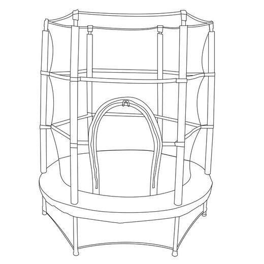 Trampolino con rete, 140 x 140 x 160 cm, in acciaio, PVC e schiuma multicolore | Collezione Happy Jump