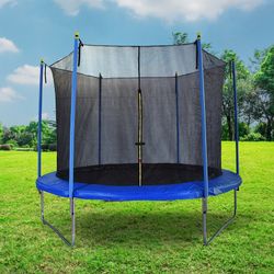 Trampolino elastico con rete, 305 x 305 x 248 cm, in acciaio, PVC e schiuma, blu e nero | Collezione Fly