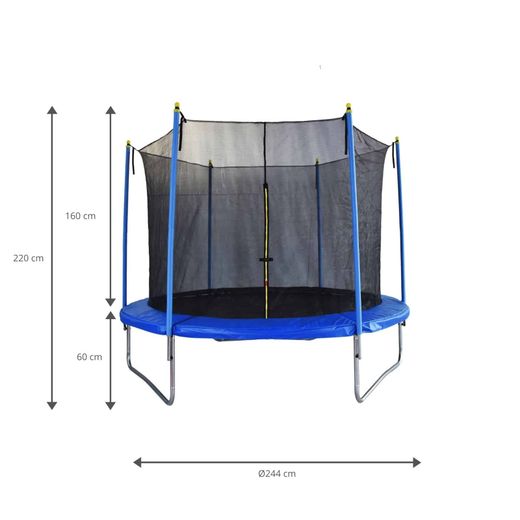 Cama elástica infantil con red de seguridad Ø244 cm, 80 kg, exterior