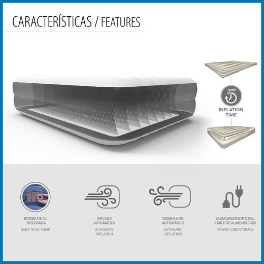 Cama hinchable doble Bestway Tritech con bomba integrada y tratamiento anti-bacterias