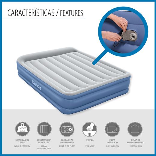 Cama hinchable doble Bestway Tritech con bomba integrada y tratamiento anti-bacterias
