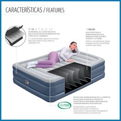 Lit Gonflable Bestway Tritech Double 203x152x51 cm avec Renfort Périmétral