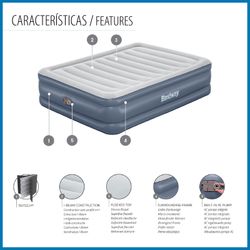 Lit Gonflable Bestway Tritech Double 203x152x51 cm avec Renfort Périmétral