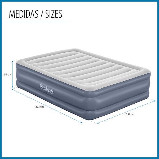 Lit Gonflable Bestway Tritech Double 203x152x51 cm avec Renfort Périmétral