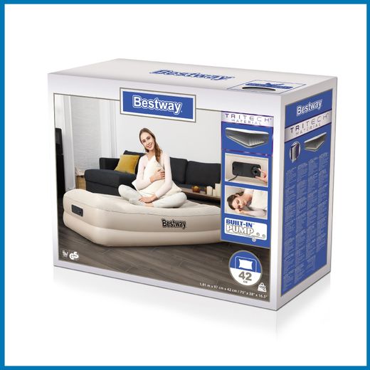 Colchão Inflável Bestway Tritech Individual 191x97x42 cm com Bomba Integrada
