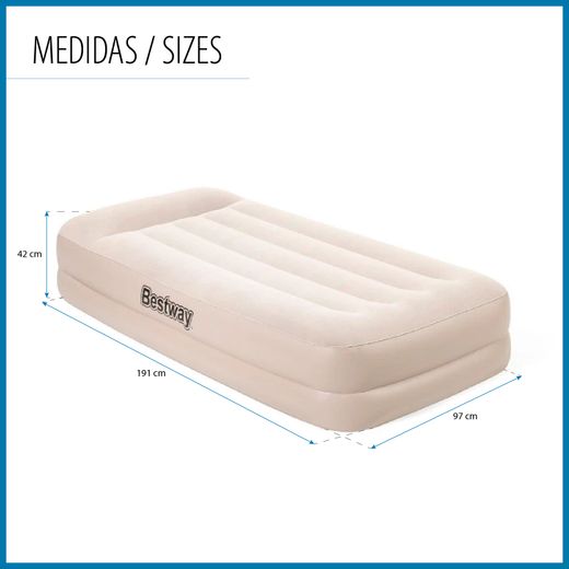 Colchão Inflável Bestway Tritech Individual 191x97x42 cm com Bomba Integrada