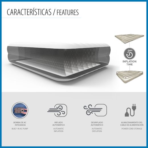 Matelas gonflable Bestway Tritech individuel 191x97x46 cm avec bordure renforcée