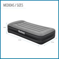 Cama Inflável Bestway Tritech Individual 191x97x46 cm Cinza