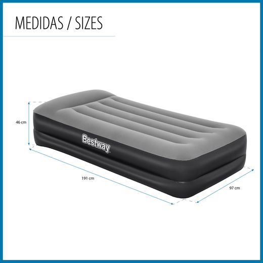 Cama Inflável Bestway Tritech Individual 191x97x46 cm Cinza