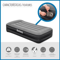 Cama Inflável Bestway Tritech Individual 191x97x46 cm Cinza