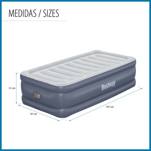 Colchão Inflável Bestway Tritech Individual 191x97x51 cm com Reforço Periférico