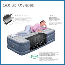 Colchão Inflável Bestway Tritech Individual 191x97x51 cm com Reforço Periférico