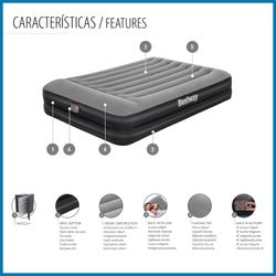 Colchão inflável duplo Bestway Tritech 203x152x46 cm com bomba integrada
