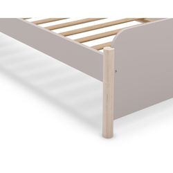 Cama individual, 199 x 107,2 x 70 cm, de madera en color crema | Colección Enola