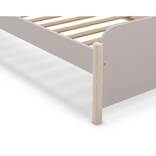 Cama individual, 199 x 107,2 x 70 cm, de madera en color crema | Colección Enola
