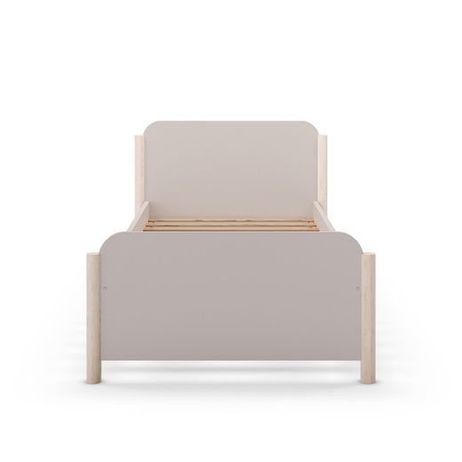 Cama individual, 199 x 107,2 x 70 cm, de madera en color crema | Colección Enola