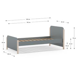 Letto singolo, 199 x 107,2 x 70 cm, in legno verde | Collezione Enola