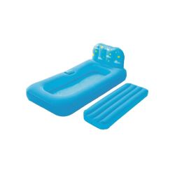 Cama Infantil Hinchable Flocada Bestway 67496 Azul 132x76x46 cm con Proyector