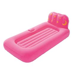 Lit Gonflable pour Enfant Flocé Bestway 67496 Rose 132x76x46 cm avec Projecteur