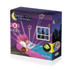 Cama Infantil Inflável Flocada Bestway 67496 Rosa 132x76x46 cm com Projetor