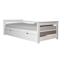 Cama nido, 198 x 105 x 62 cm, de madera de pino en blanco y grises  | Colección Romántica