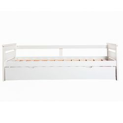 Cama nido, 198 x 105 x 62 cm, de madera de pino en blanco y grises  | Colección Romántica
