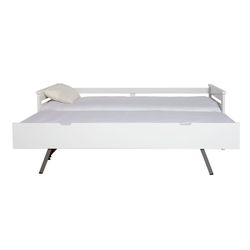 Cama nido, 198 x 105 x 62 cm, de madera de pino en blanco y grises  | Colección Romántica