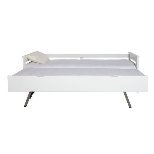 Cama nido, 198 x 105 x 62 cm, de madera de pino en blanco y grises  | Colección Romántica