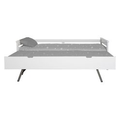 Cama nido, 198 x 105 x 62 cm, de madera de pino en blanco y grises  | Colección Romántica