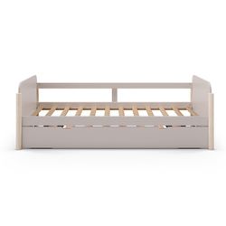 Cama nido, 198,5 x 105 x 68 cm, de madera en color crema | Colección Enola