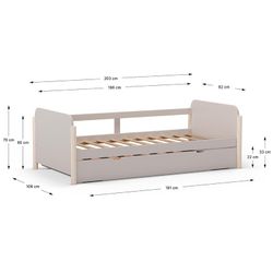 Cama nido, 198,5 x 105 x 68 cm, de madera en color crema | Colección Enola