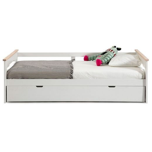 Cama nido, 199 x 105 x 62 cm, de madera en blanco y natural  | Colección Elisa