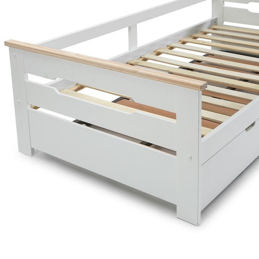 Cama nido, 199 x 105 x 62 cm, de madera en blanco y natural  | Colección Elisa