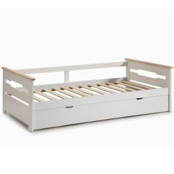 Cama nido, 199 x 105 x 62 cm, de madera en blanco y natural  | Colección Elisa