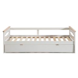 Cama nido, 199 x 105 x 62 cm, de madera en blanco y natural  | Colección Elisa